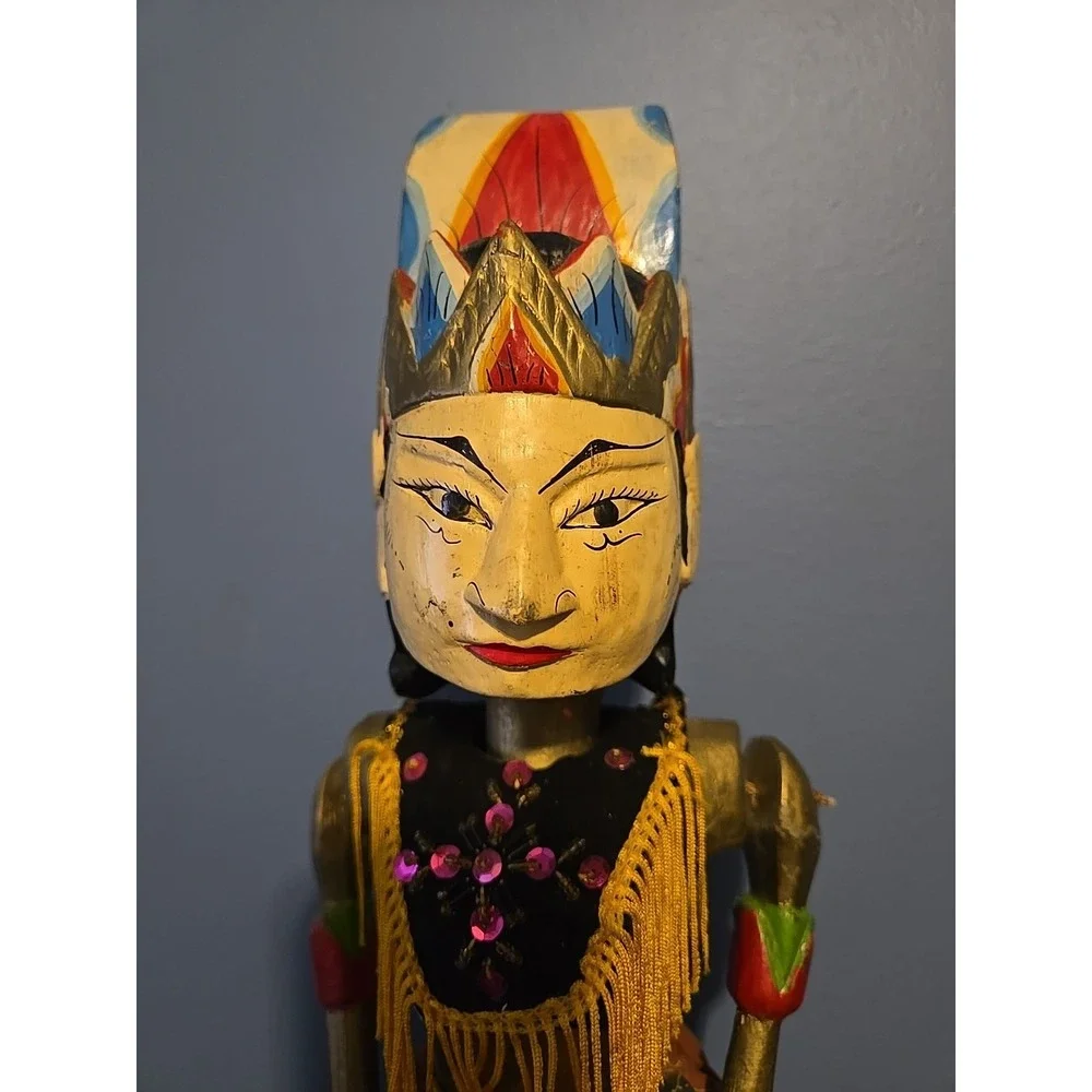 Wayang Golek Ramayana Wooden Bali Puppet Indonesia Asian Stick Puppet Marionette